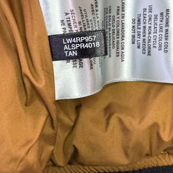 Levi’s Women's Mixed Media Varsity Bomber Jacket, Tan NWT XS - Picture 7 of 12